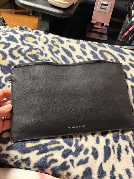 Michael Kors Accessories - Michael Kors Black Saffiano Zip Pouch Clutch